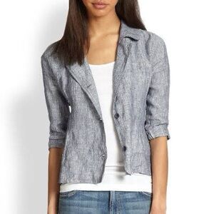 Eileen Fisher Railroad Stripe Linen Blazer